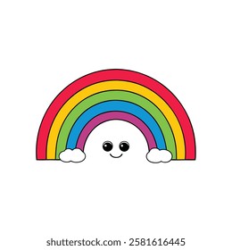 A single coloring rainbow vector illustration and background white.