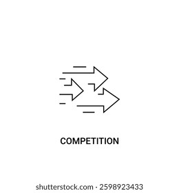 Single competition icon, outline vector sign, linear style pictogram isolated on white. with right arrow element. Editable stroke