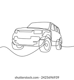 Einzelne durchgehende Linie Kunst von 4x4 Auto