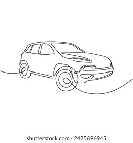 Single continous line art of 4x4 car