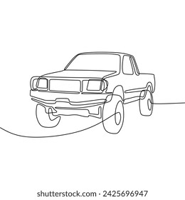 Single continous line art of 4x4 car