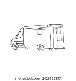 Single continous line art of ambulance car