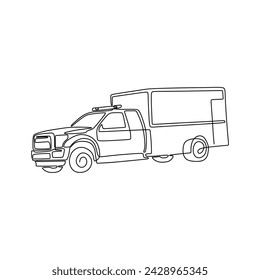Single continous line art of ambulance car