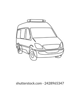 Una sola línea continua de coche de ambulancia