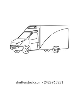 Single continous line art of ambulance car