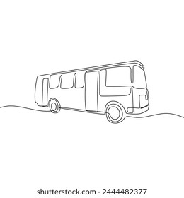 Single continous line art of a bus
