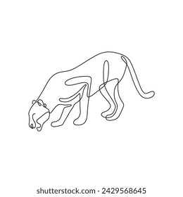 Single continous line art of cheetah