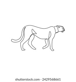 Single continous line art of cheetah