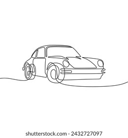 Single continous line art of classic car