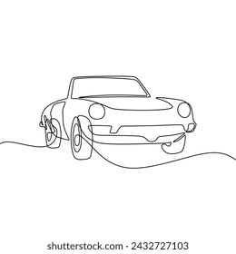 Single continous line art of classic car