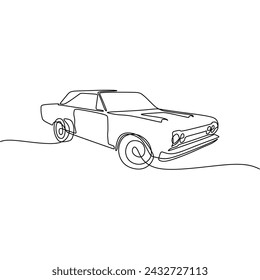 Single continous line art of classic car