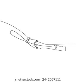 Single continous line art of holding hands