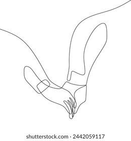 Single continous line art of holding hands