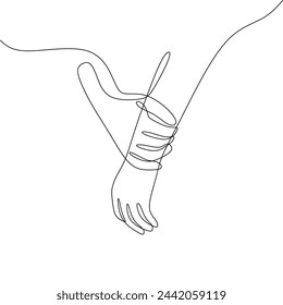 Single continous line art of holding hands