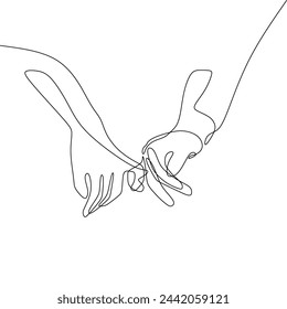 Single continous line art of holding hands