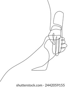 Single continous line art of holding hands