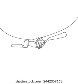 Single continous line art of holding hands