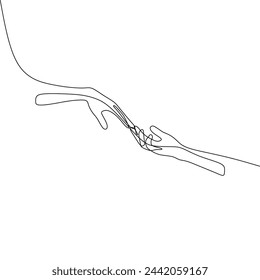 Single continous line art of holding hands