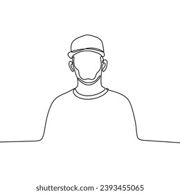 Línea única continental arte del hombre con sombrero