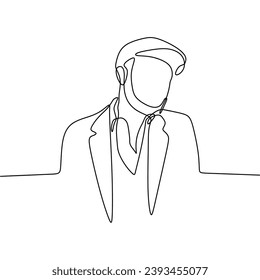 Single Continous Line Art of  Man With Hat