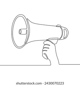 Single continous line art of megaphone