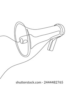 Single continous line art of megaphone