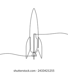 Single continous line art of rocket