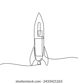 Single continous line art of rocket