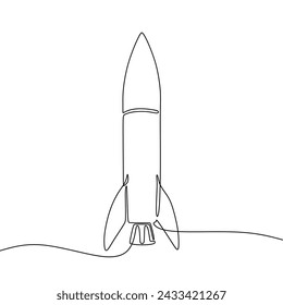 Single continous line art of rocket