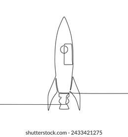 Single continous line art of rocket