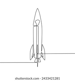 Single continous line art of rocket