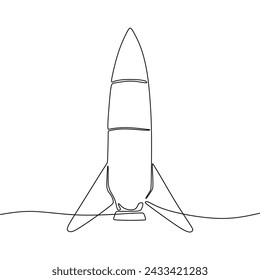 Single continous line art of rocket