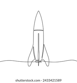 Single continous line art of rocket