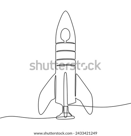 Single continous line art of rocket