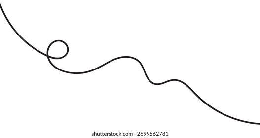Single continuous black hand drawn wavy line on white background simple scribble doodle