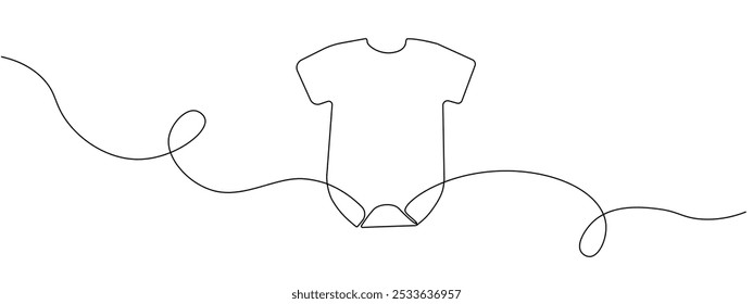 Single continuous drawing of baby onesie. Vector editable illustration