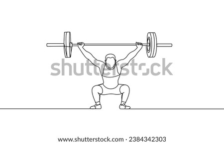 A single continuous drawing.Weightlifting. One line drawing vector illustration