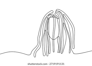 A single, continuous dreadlock hairstyle illustration of clothing style. hand drawn line art vector illustration