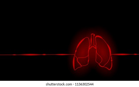 Single continuous line art anatomical human lungs silhouette. Healthy medicine against smoking concept design world no tobacco day neon red tuberculosis one sketch outline drawing vector illustration