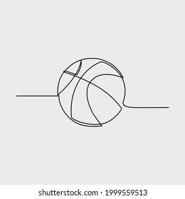 Silueta de baloncesto de línea continua.  Dibujar ilustración vectorial de esquema.