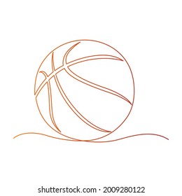 Single continuous line art of basketball. Championship final play game sport competition design one sketch outline drawing vector illustration.