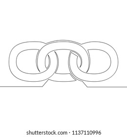 Einzelne zusammenhängende Kunstblockkette Link Silhouette. Verknüpfung von Vektorillustration-Zeichnung mit Seuchenübersicht
