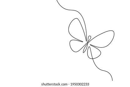 Single continuous line art butterfly  Nature beauty organic cosmetics concept  Ecology environment solution moth silhouette design  One sketch outline drawing vector illustration