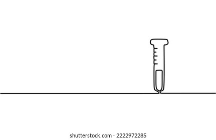 Fragmento de ciencia química de línea continua. Investigación tecnológica científica diseño de equipos de vidrio de medicina un esbozo dibujo ilustración vectorial