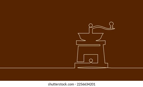 Arte de línea continua única. Diseño de silueta de bebida caliente café frijol por mañana bocadillo dibujo ilustración vectorial