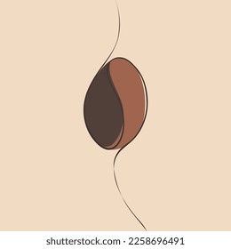 Single continuous line art. Coffee bean morning cafe hot drink silhouette concept design one sketch outline drawing vector illustration
