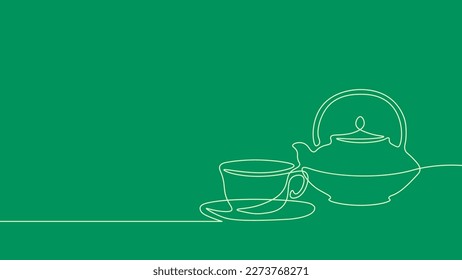 Single continuous line art. Coffee cup tea cup morning cafe hot drink silhouette concept design one sketch outline drawing vector illustration