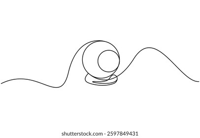 single continuous line art of Crystal ball. Mafic glass globe for concept predict fortune teller in simple linear style, Magic Crystal Ball Line Icon Editable Stroke