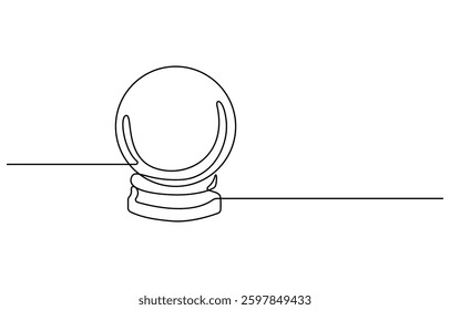 single continuous line art of Crystal ball. Mafic glass globe for concept predict fortune teller in simple linear style, Magic Crystal Ball Line Icon Editable Stroke