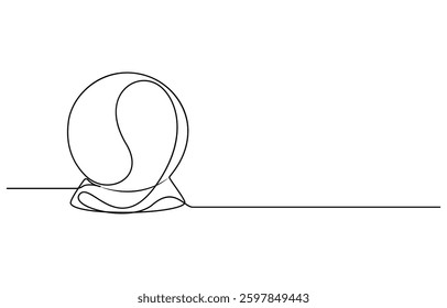 single continuous line art of Crystal ball. Mafic glass globe for concept predict fortune teller in simple linear style, Magic Crystal Ball Line Icon Editable Stroke